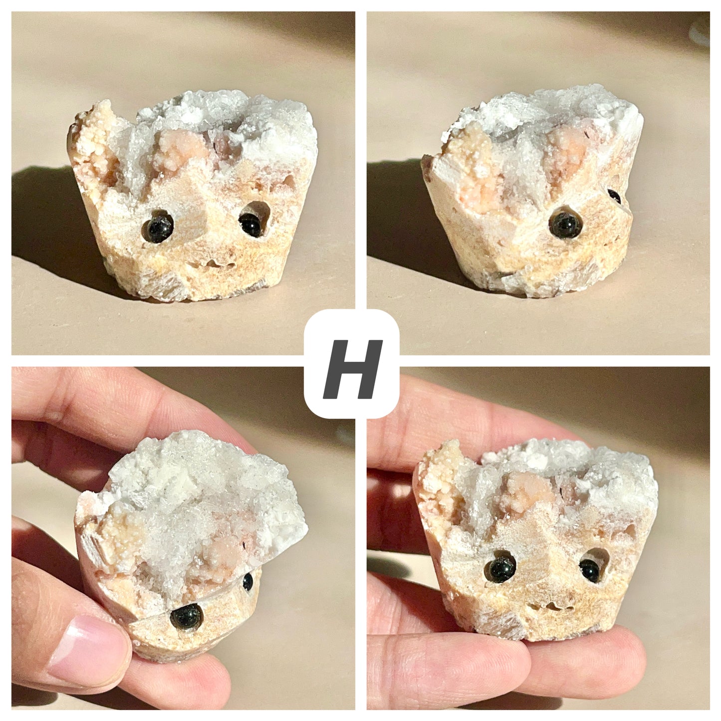 Natural Calcite Cluster Buddies Hedgehogs Healing Crystal Carving With Face