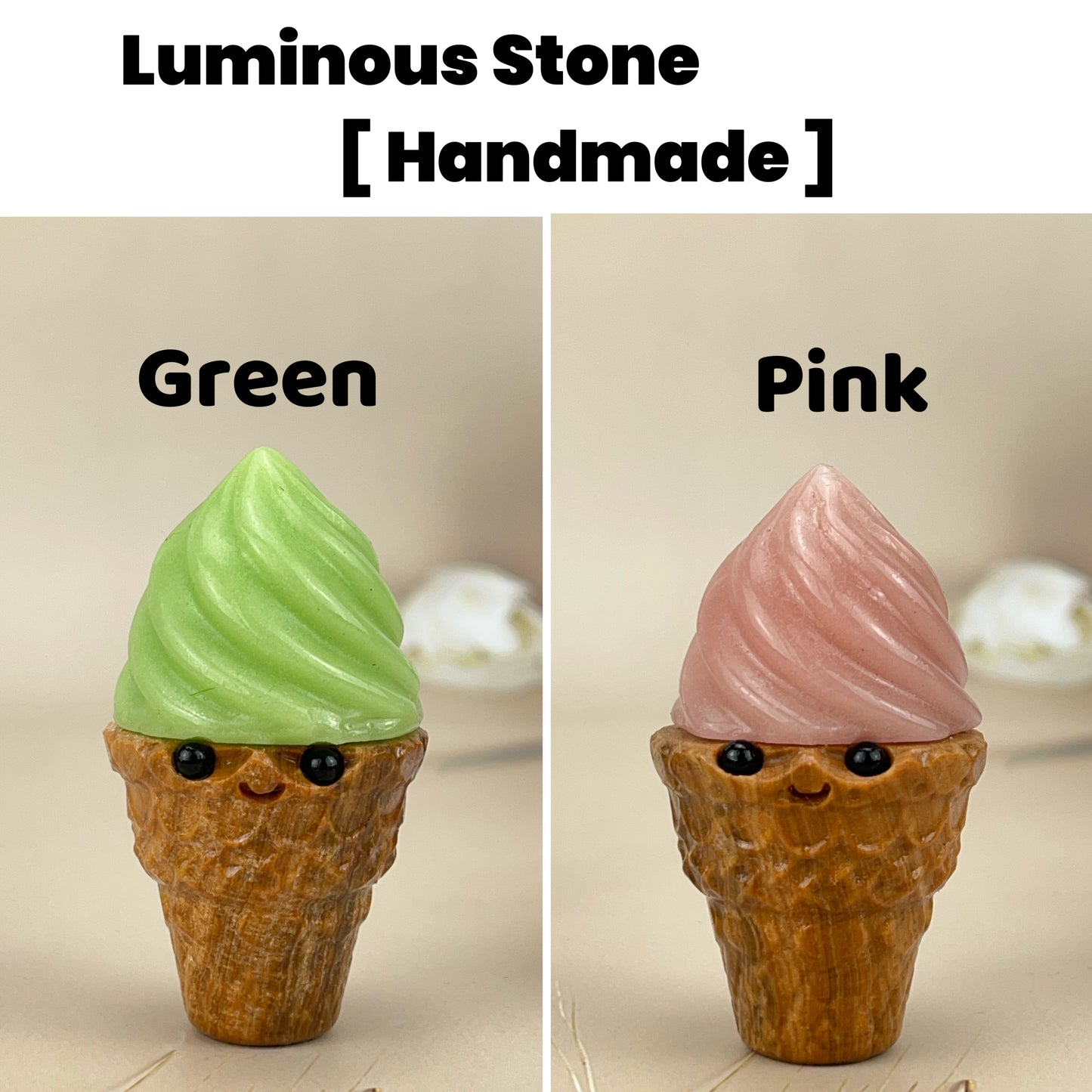 1pcs Crystal Ice Cream Cone Buddies Hedgehogs Healing Crystal Carving With Face Crystal Pet