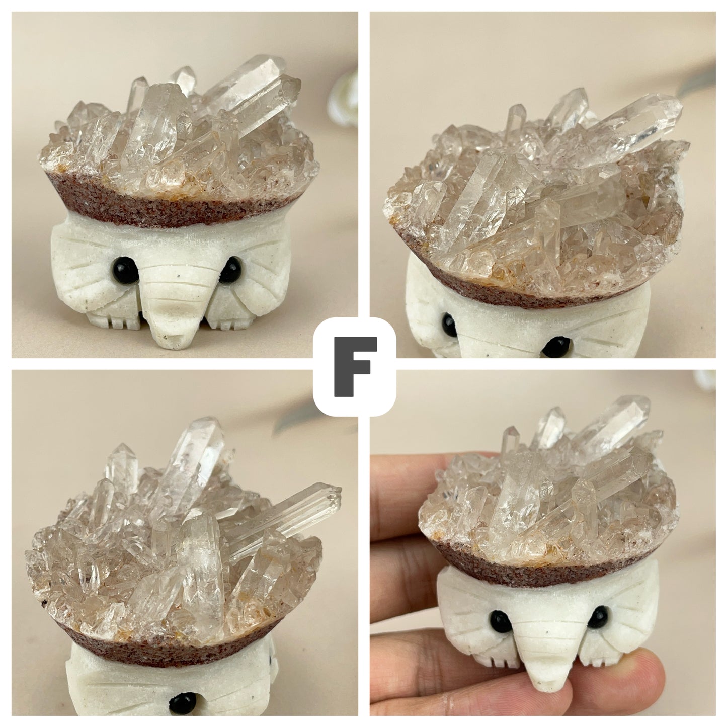 Unique Hematite&Pyrite/ Quartz*Pyrite Crystal Elephant Healing Crystal Carving