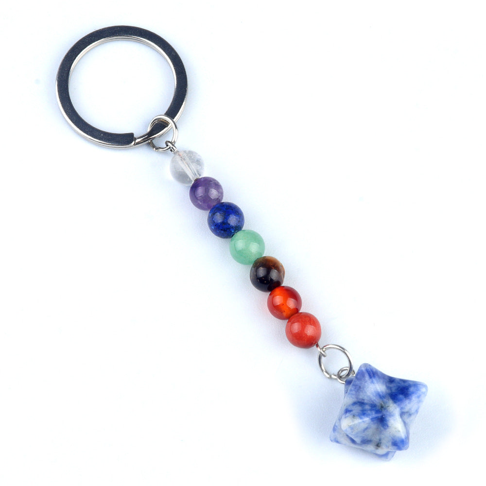 Cristal Porte Clef 7 chakra Merkaba-Ky1937