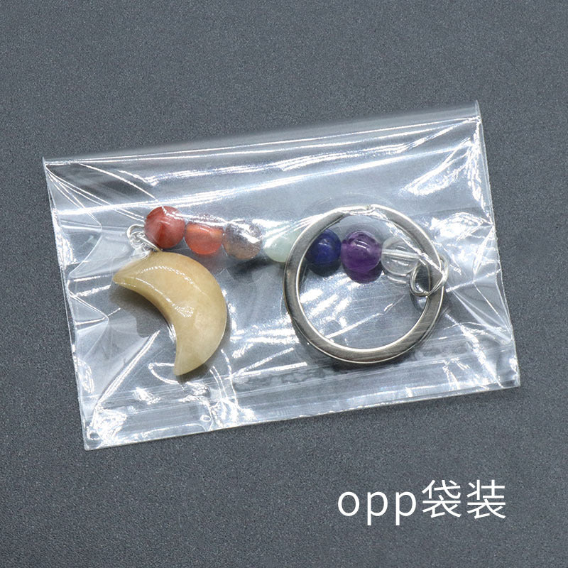 Cristal Porte Clef 7 Chakra Lune-Ky1486