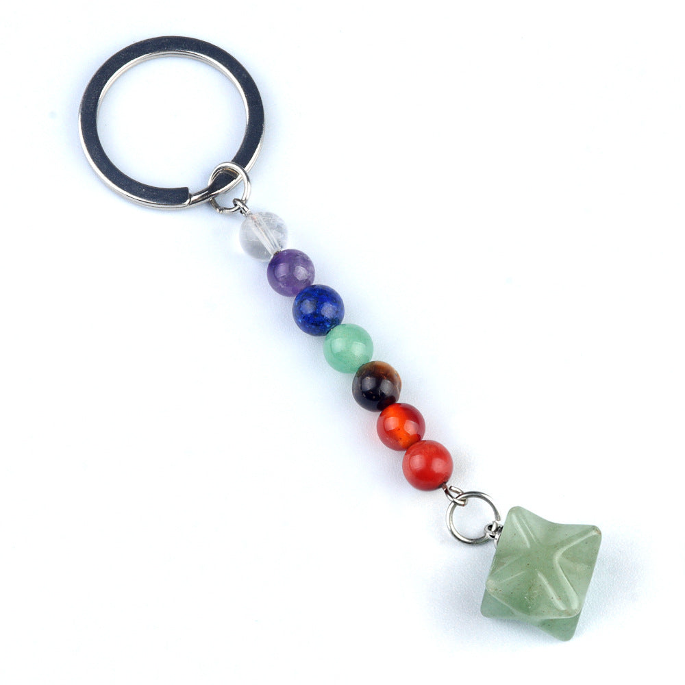 Cristal Porte Clef 7 chakra Merkaba-Ky1937