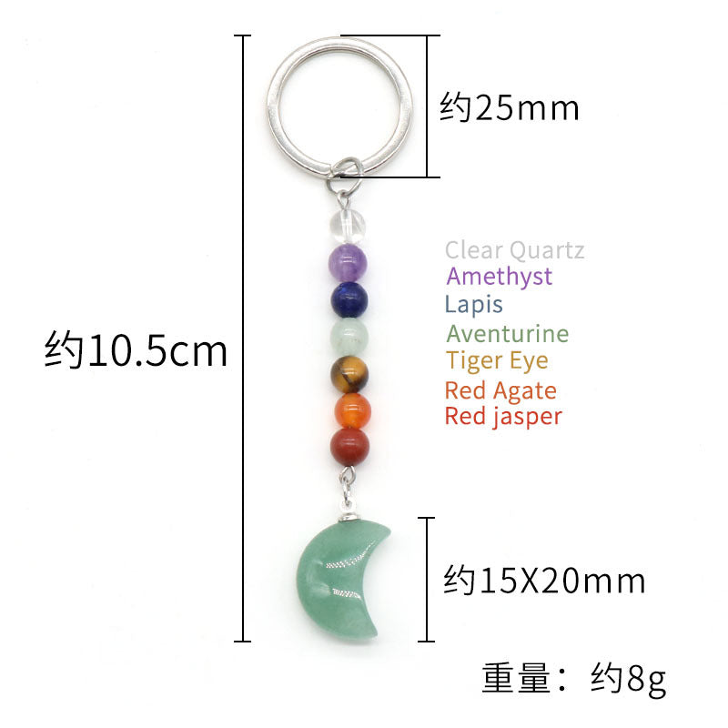 Cristal Porte Clef 7 Chakra Lune-Ky1486