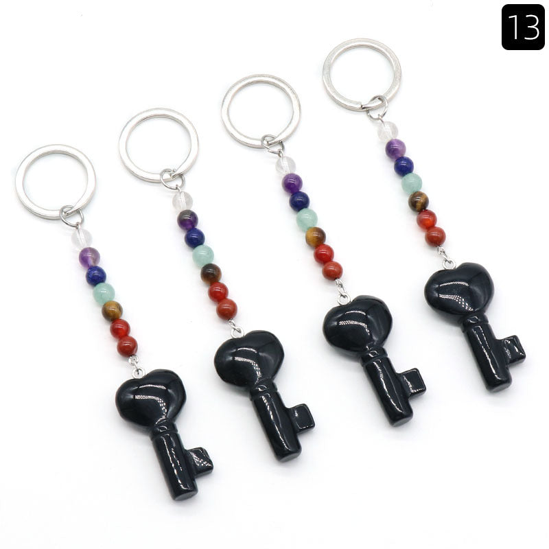Cristal Porte Clef 7 chakra Coeur Clef Ky1484