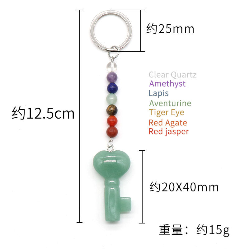 Cristal Porte Clef 7 chakra Coeur Clef Ky1484