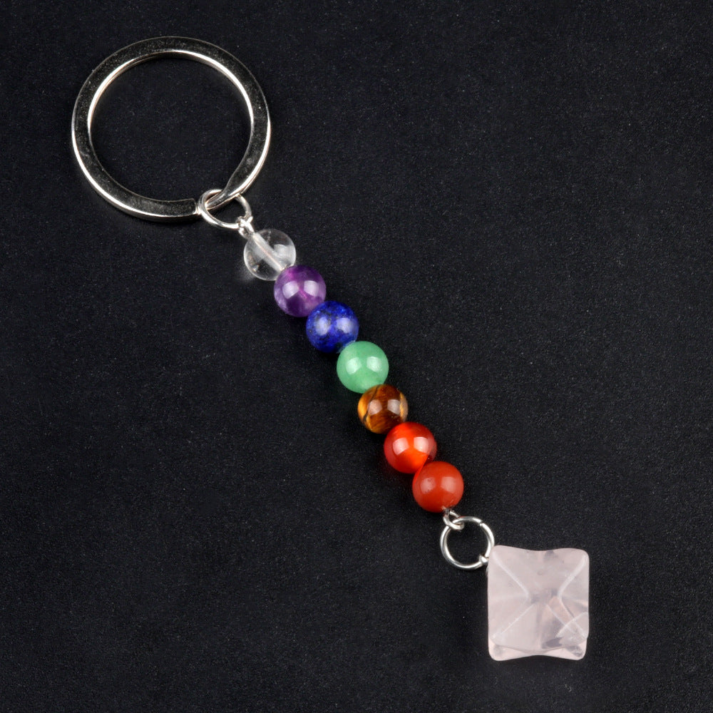 Cristal Porte Clef 7 chakra Merkaba-Ky1937