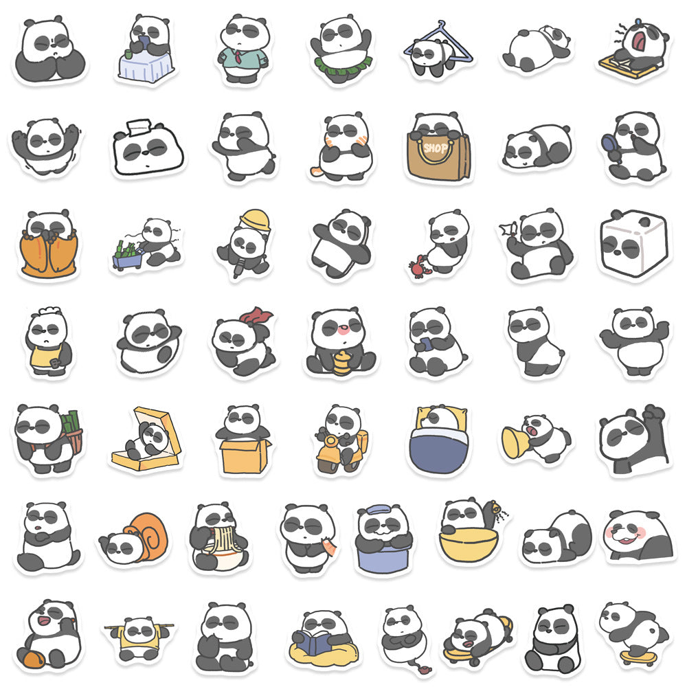 100 Pieces of Original Small-sized Cartoon Cute Panda Storage Box Stickers, Water Cups, Notebooks, Guitars Waterproof Stickers
