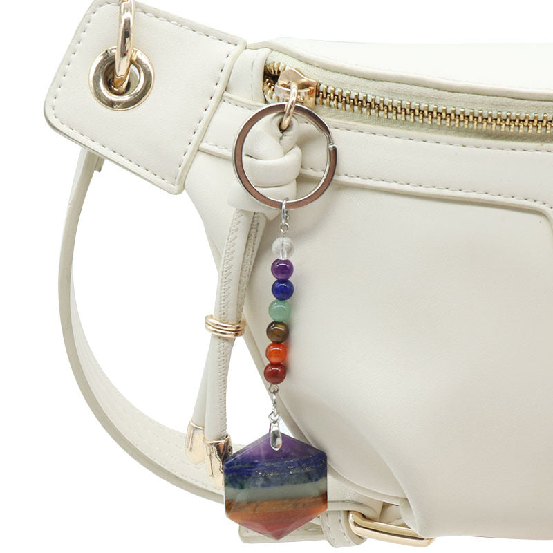 Cristal Porte Clef Hexagramme-Ky1387