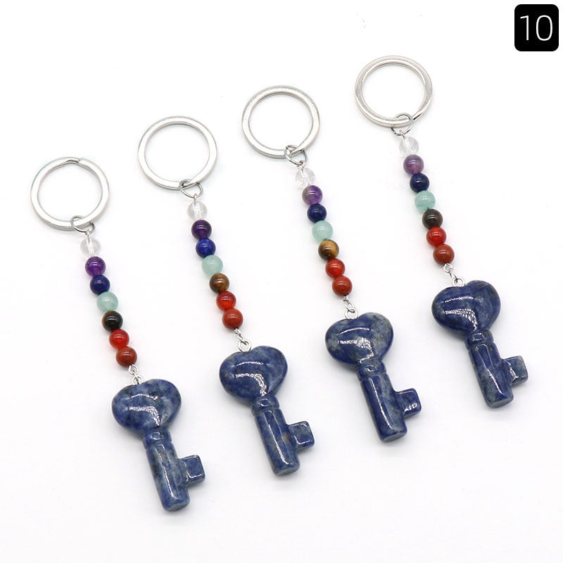 Cristal Porte Clef 7 chakra Coeur Clef Ky1484