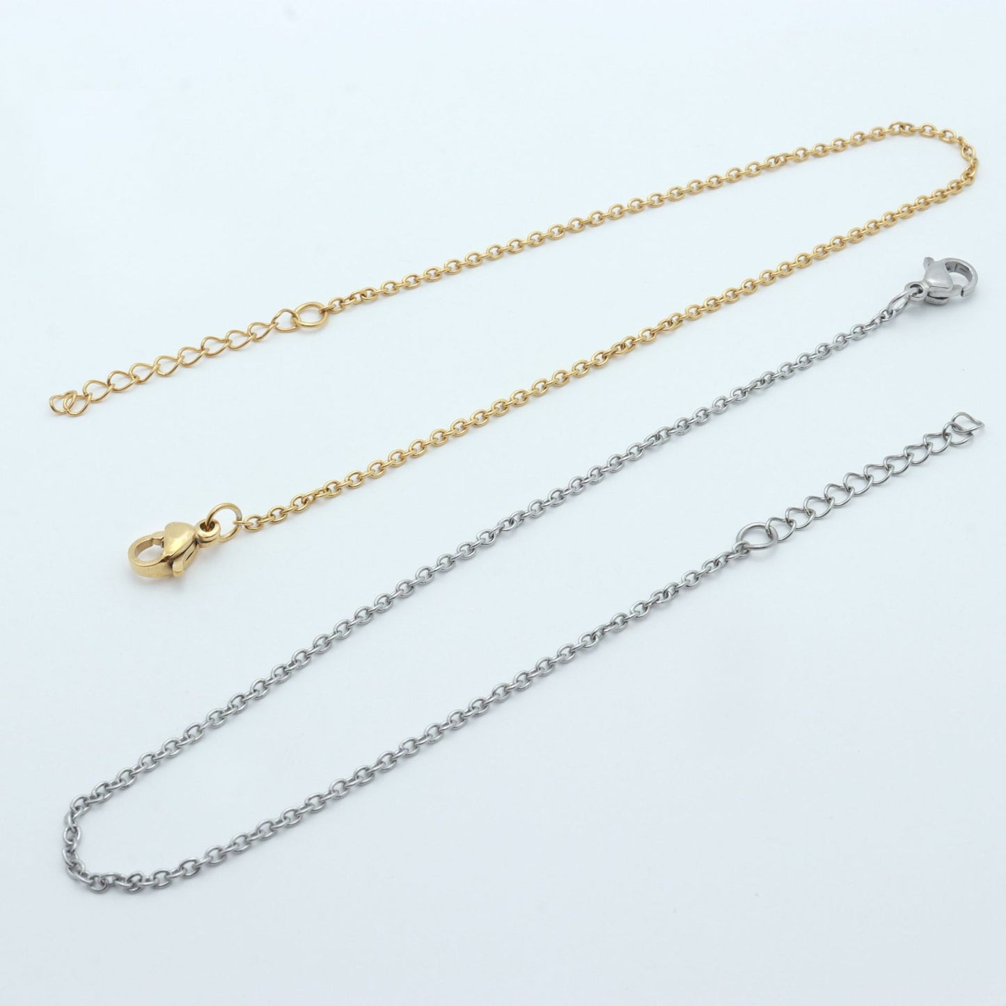 10pcs Chaines Bracelets en acier inoxydable longeur 16cm +5cm adjustable