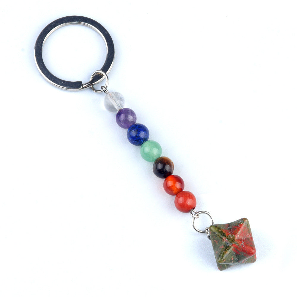 Cristal Porte Clef 7 chakra Merkaba-Ky1937