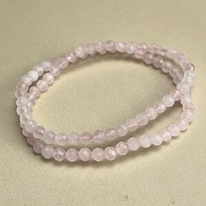 4mm Faceted Rose Quartz Crystal Bracelets Handmade Healing Crystal Crafts Gemstone Bracelet