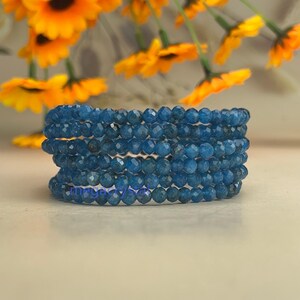 4mm Faceted Blue Apatite Crystal Bracelets Healing Crystal Crafts Gemstone Bracelet