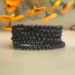4mm Faceted Black Tourmaline Crystal Bracelets Healing Crystal Crafts Gemstone Bracelet