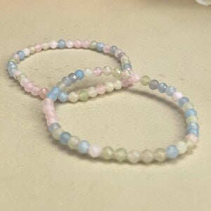 4mm Faceted Morganite Crystal Bracelets Healing Crystal Crafts Gemstone Bracelet