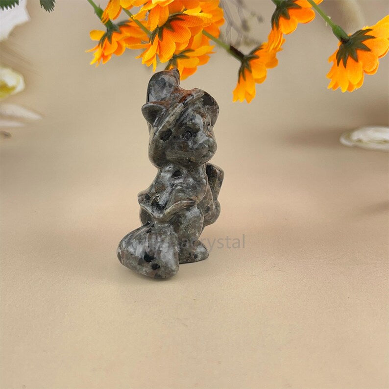 Natural Crystal Halloween Witch Cat Carved Healing Crystal Crafts