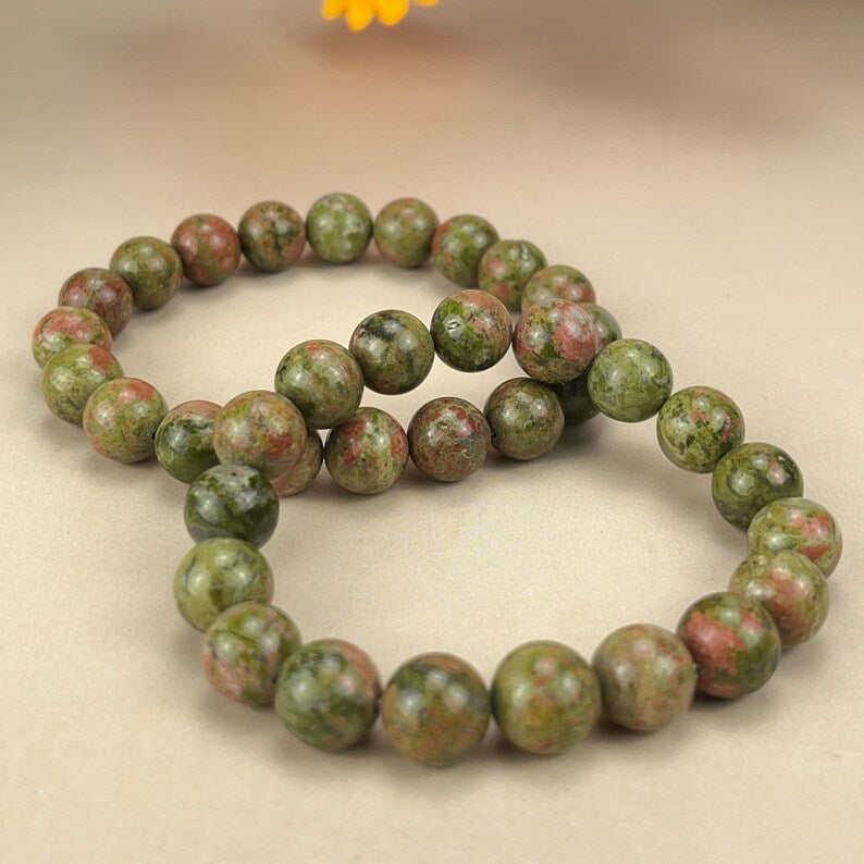 Natural Unakite Crystal Bracelets Healing Crystal Crafts Gemstone Bracelet