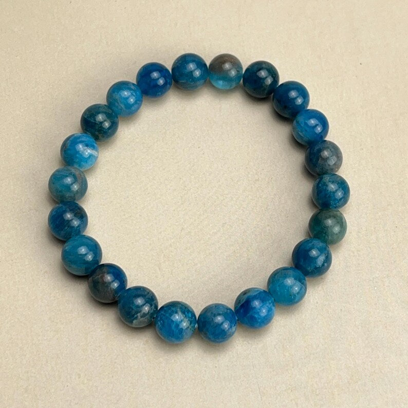 Natural Blue Apatite Crystal Bracelets Healing Crystal Crafts Gemstone Bracelet