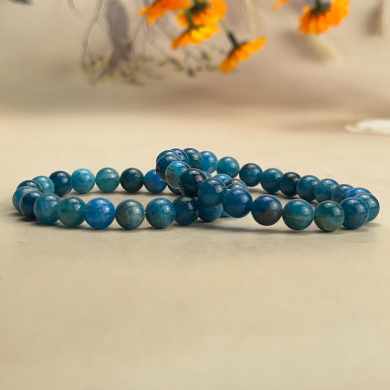 Natural Blue Apatite Crystal Bracelets Healing Crystal Crafts Gemstone Bracelet