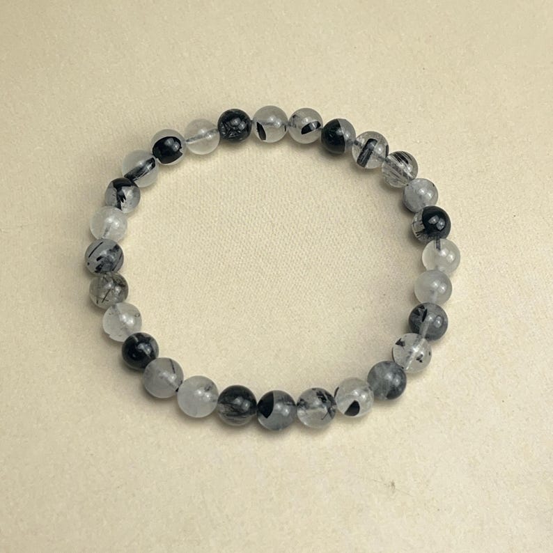 Bracelets en cristal de quartz rutile et tourmaline noire naturelle, bracelet en pierres précieuses pour la guérison et l'artisanat en cristal
