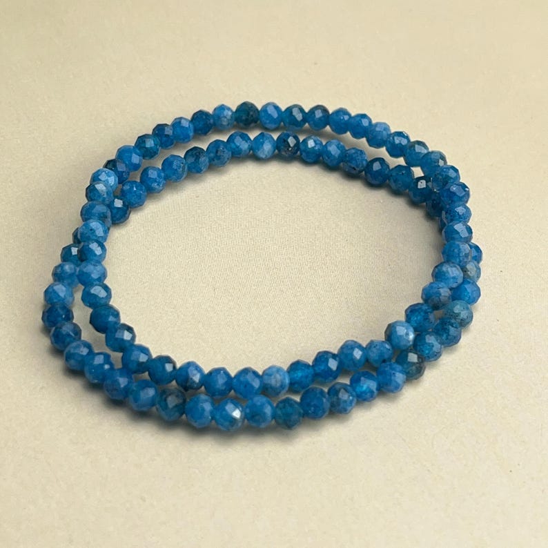 4mm Faceted Blue Apatite Crystal Bracelets Healing Crystal Crafts Gemstone Bracelet