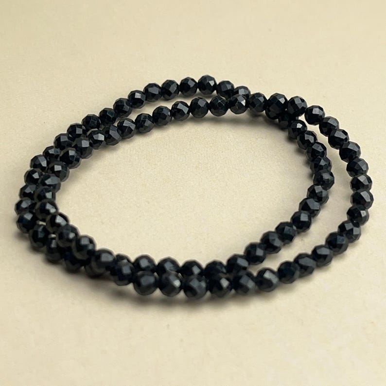 4mm Faceted Black Tourmaline Crystal Bracelets Healing Crystal Crafts Gemstone Bracelet
