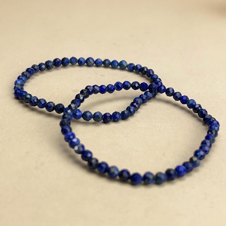 4mm Faceted Lapis Lazuli Crystal Bracelets Healing Crystal Crafts Gemstone Bracelet