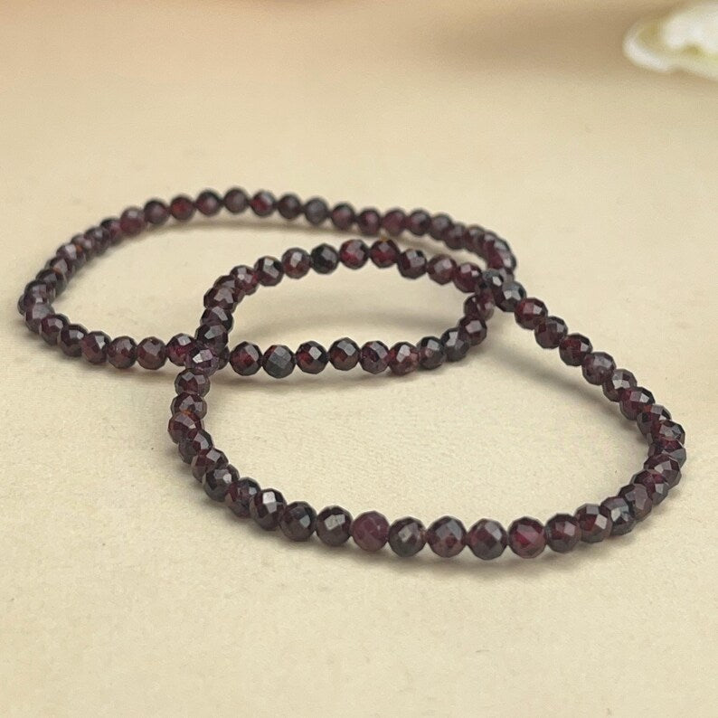 4mm Faceted Garnet Crystal Bracelets Healing Crystal Crafts Gemstone Bracelet