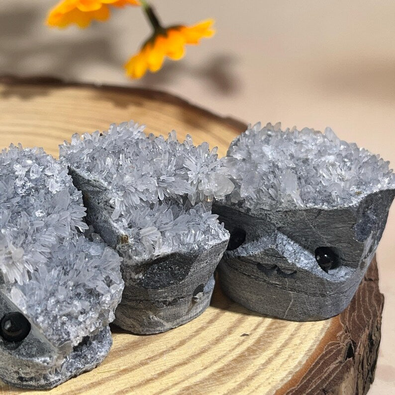 Natural Sphalerite Buddies Hedgehogs Healing Crystal Carving With Face