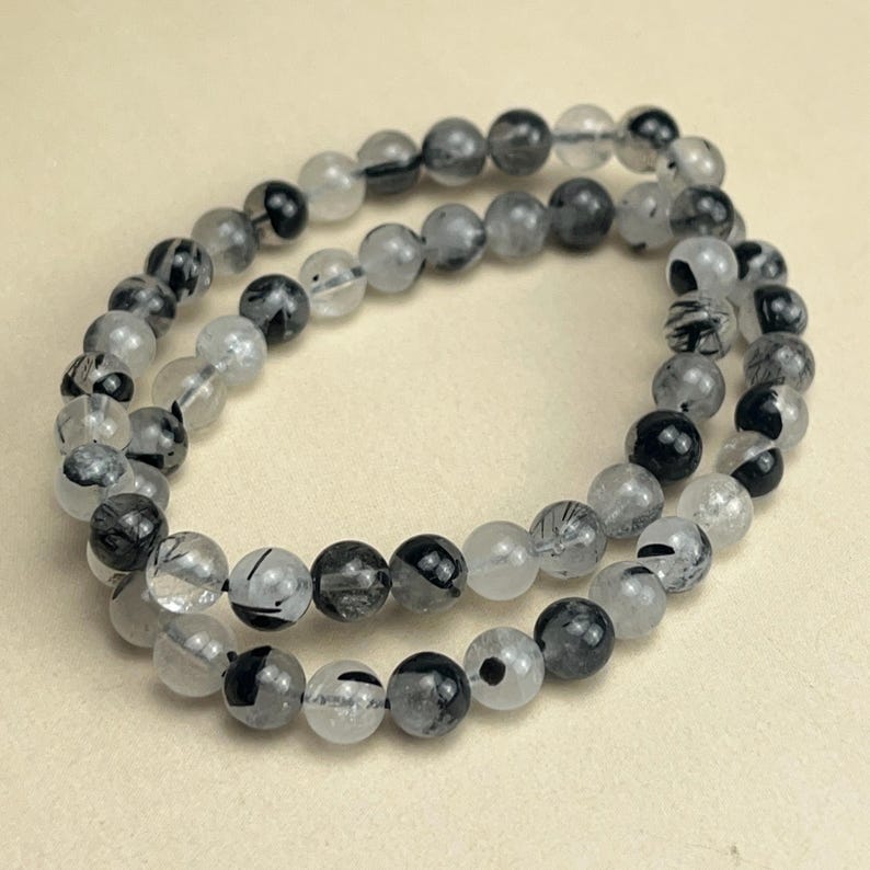 Bracelets en cristal de quartz rutile et tourmaline noire naturelle, bracelet en pierres précieuses pour la guérison et l'artisanat en cristal