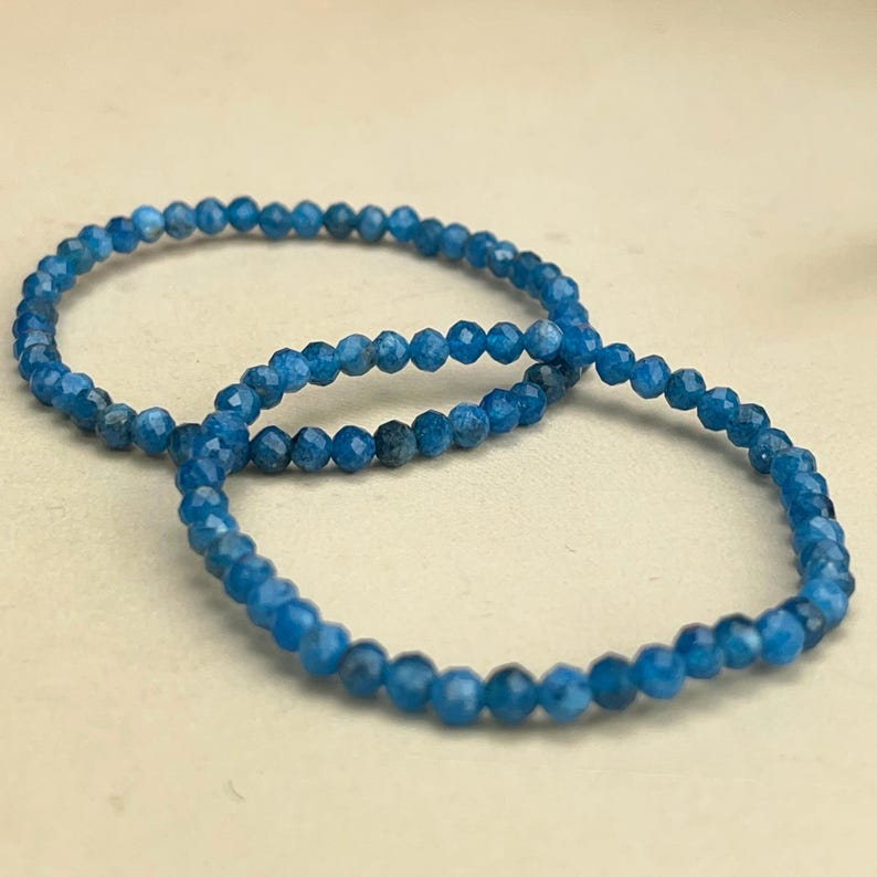 4mm Faceted Blue Apatite Crystal Bracelets Healing Crystal Crafts Gemstone Bracelet