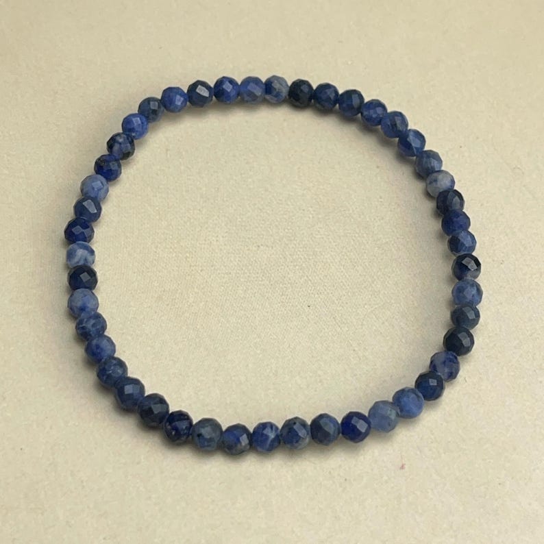 4mm Faceted Sodalite Crystal Bracelets Healing Crystal Crafts Gemstone Bracelet