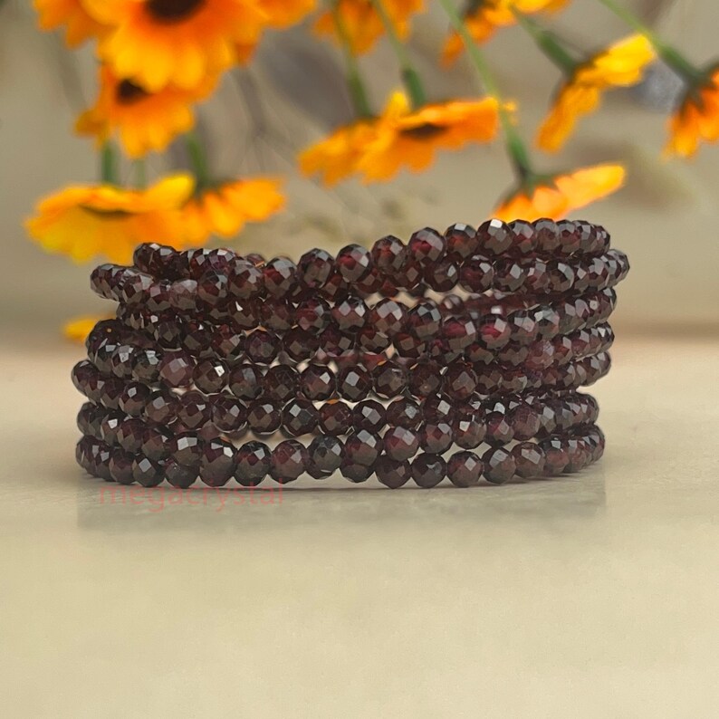 4mm Faceted Garnet Crystal Bracelets Healing Crystal Crafts Gemstone Bracelet