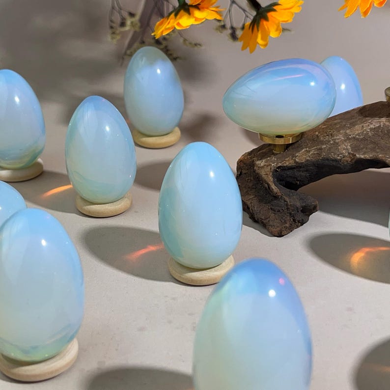 45mm Opalite Eggs Carved Healing Crystal Crafts Gemstone Carvings