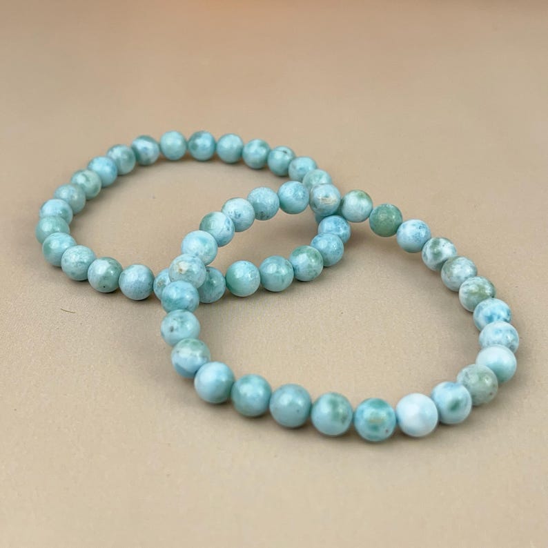 【Bracelet】6/8/10MM 5A Natural Larimar Crystal Bracelets Handmade Healing Crystal Crafts Gift for Women