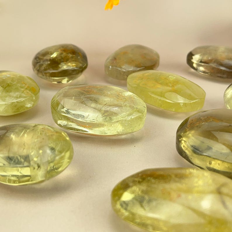 Natural Citrine Palm Stones Healing Crystal Crafts