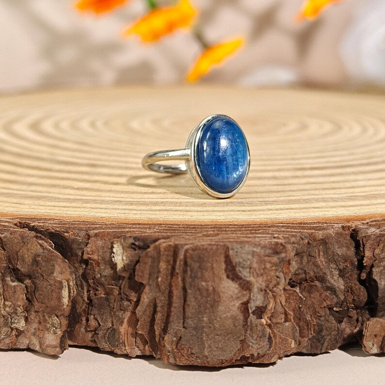 Natural Moss Agate/Kyanite/Moonstone Adjustable Crystal Rings Healing Crystal Crafts Gemstone Jewlery