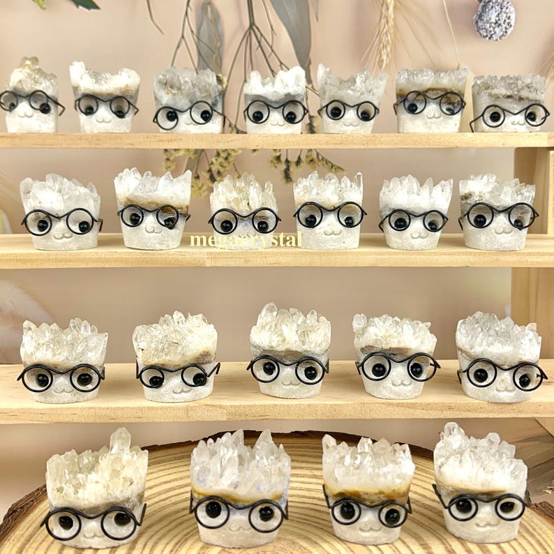 Natural Clear Quartz Cluster Crystal Buddies Hedgehogs Healing Crystal Carving With Face