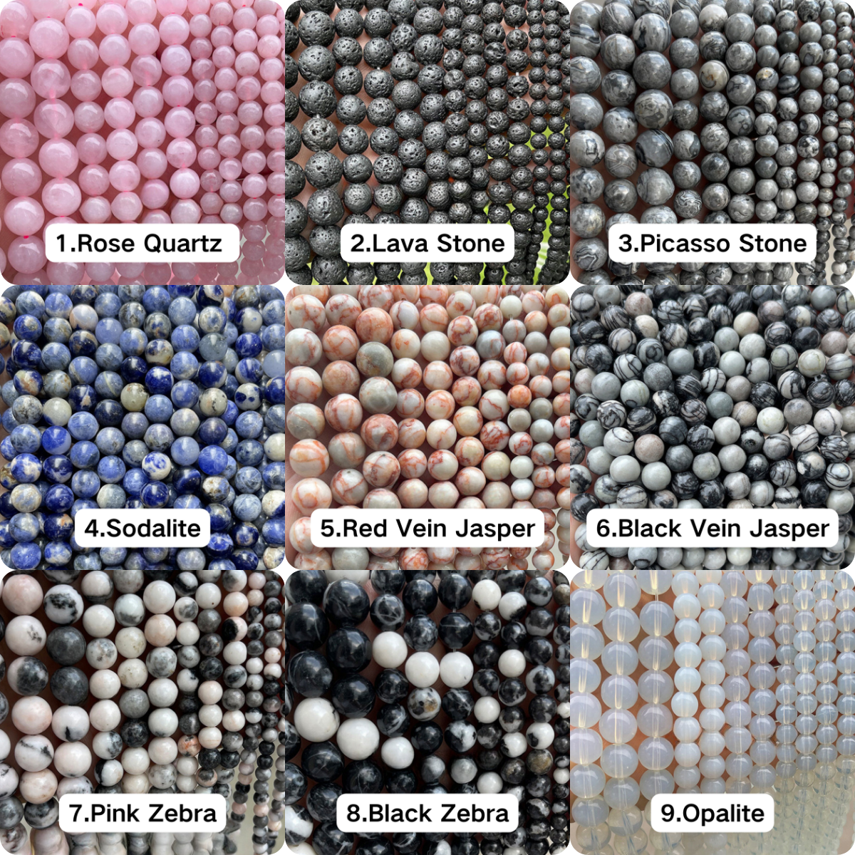 Perles de 10 mm Collection de 78 types de perles de cristal semi-finies