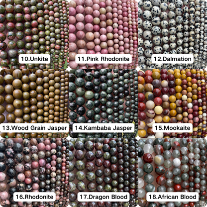 Perles de 10 mm Collection de 78 types de perles de cristal semi-finies