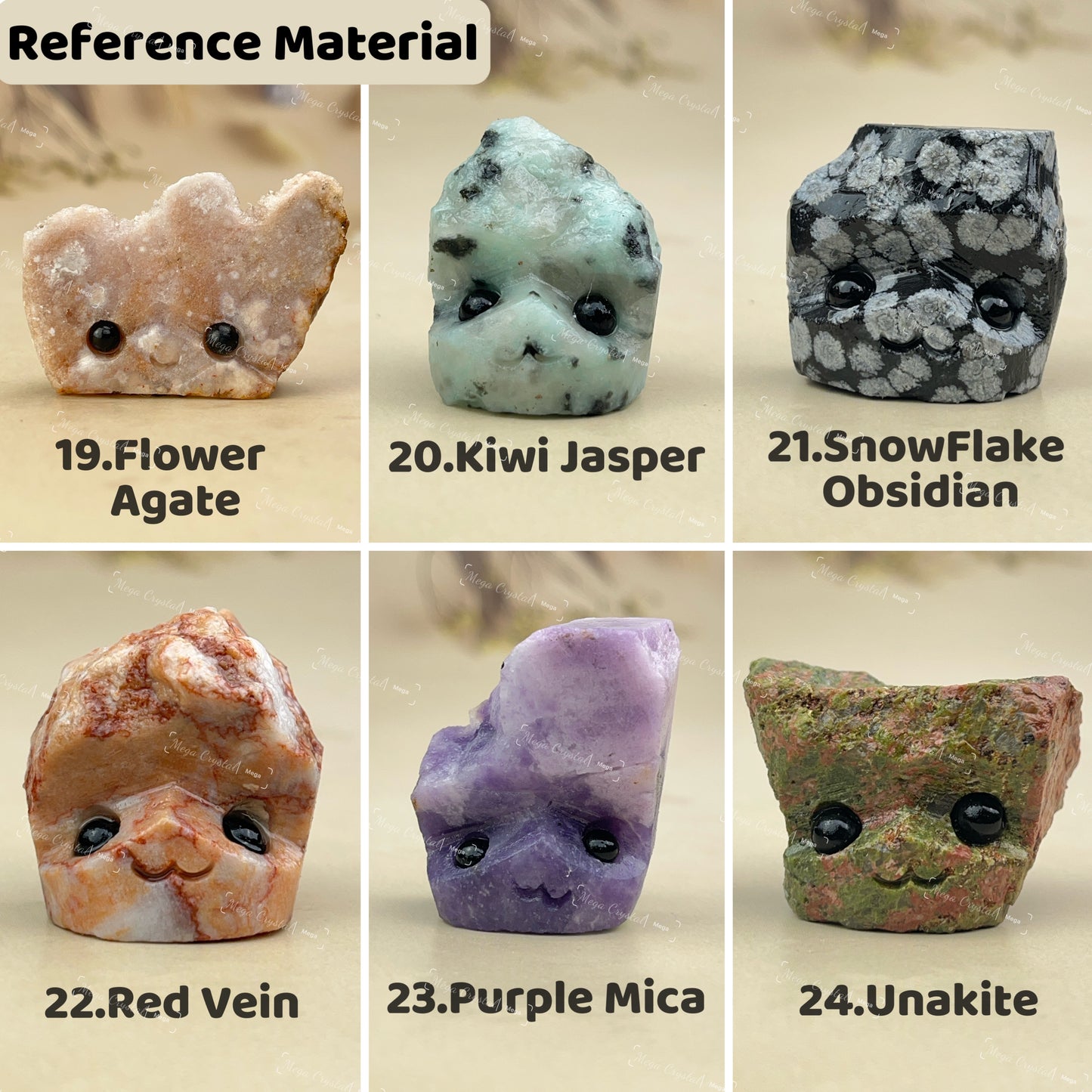 50 Kinds of Crystal Raw Stone Hedgehog Groot Collection