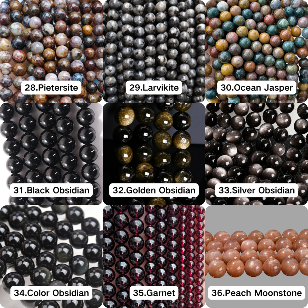 Perles de 10 mm Collection de 78 types de perles de cristal semi-finies