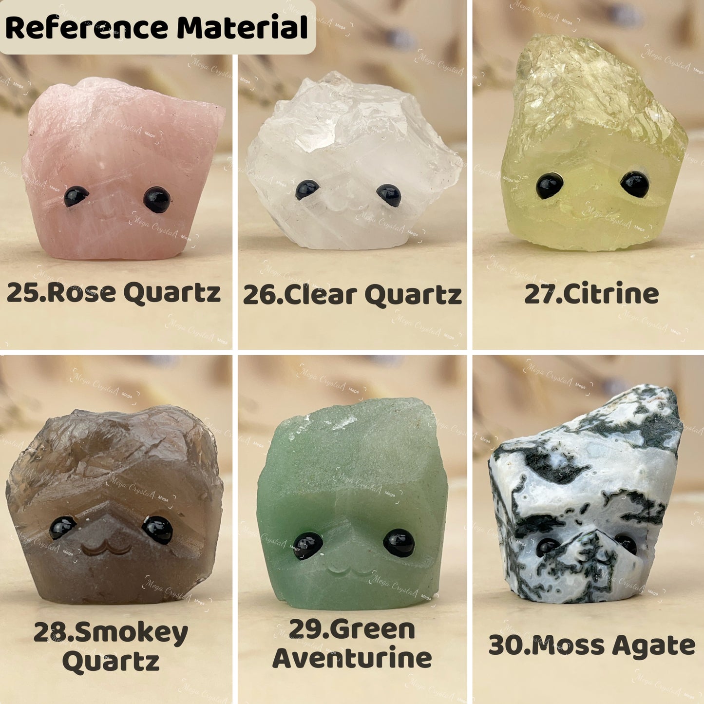 50 Kinds of Crystal Raw Stone Hedgehog Groot Collection