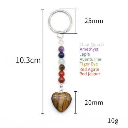 Cristal Porte Clef 7 Chakra Coeur -Ky1471