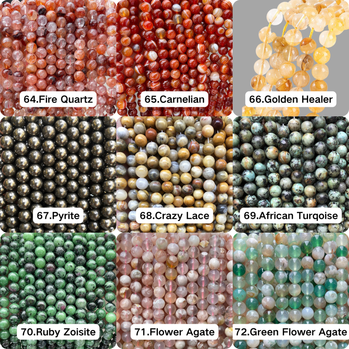 Perles de 6 mm Collection de 78 types de perles de cristal semi-finies