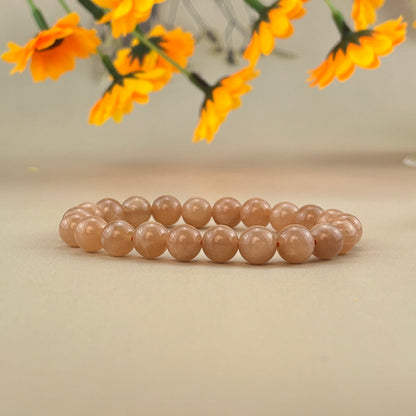 【Bracelet】6/8/10MM Peach Moonstone Bracelets Stretch Gemstone Bracelets Handmade Healing Crystal Crafts