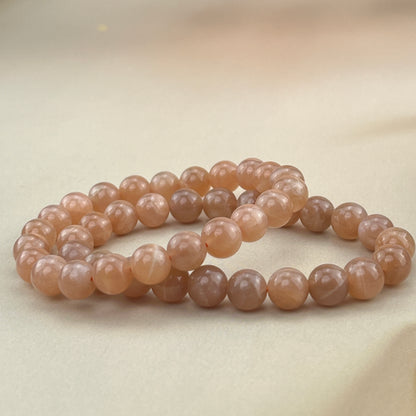 【Bracelet】6/8/10MM Peach Moonstone Bracelets Stretch Gemstone Bracelets Handmade Healing Crystal Crafts