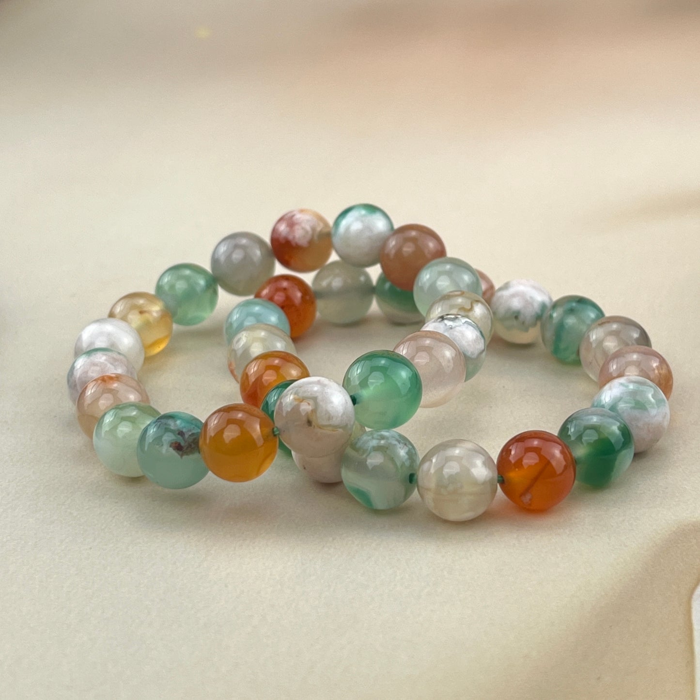 【Bracelet】Bracelets en agate à fleurs colorées 6/8/10 mm, bracelets en pierres précieuses extensibles, artisanat en cristal de guérison fait à la main 