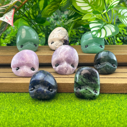 Natural Crystal Tumble Buddies Hedgehogs Healing Crystal Carving With Face