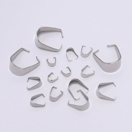 100pcs Bélières Acier Inoxydable Fermoirs à Pendentif Collier Pincer Bélières pour Pendentif Pince à Pince Bail Pendentif Connecteur de Charme pour Bijoux